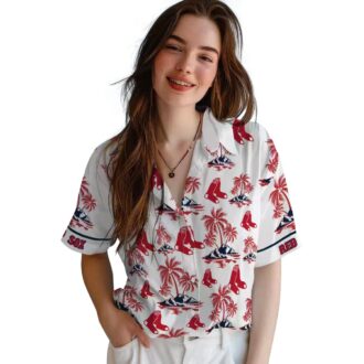 Boston Red Sox Palm Island Print Hawaiian Shirt - MLB Summer Apparel
