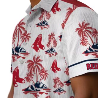 Boston Red Sox Palm Island Print Hawaiian Shirt - MLB Summer Apparel