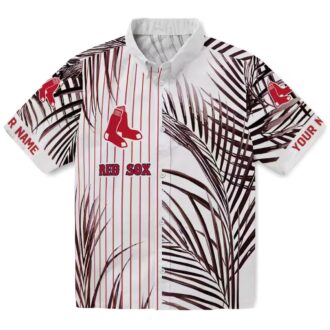 Boston Red Sox Palm Striped Hawaiian Shirt - MLB Team Tropical Summer Shirt