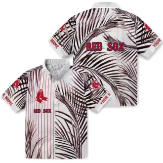 Boston Red Sox Palm Striped Hawaiian Shirt - MLB Team Tropical Summer Shirt
