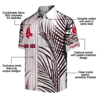 Boston Red Sox Palm Striped Hawaiian Shirt - MLB Team Tropical Summer Shirt