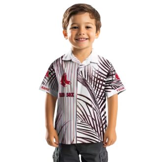 Boston Red Sox Palm Striped Hawaiian Shirt - MLB Team Tropical Summer Shirt
