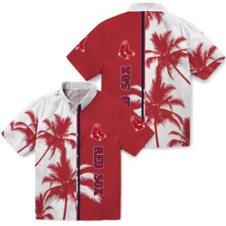 Boston Red Sox Palm Trees Hawaiian Shirt - Red White Tropical MLB Summer Beachwear
