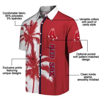 Boston Red Sox Palm Trees Hawaiian Shirt - Red White Tropical MLB Summer Beachwear