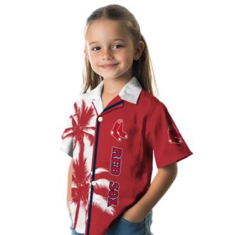 Boston Red Sox Palm Trees Hawaiian Shirt - Red White Tropical MLB Summer Beachwear