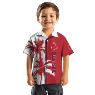 Boston Red Sox Palm Trees Hawaiian Shirt - Red White Tropical MLB Summer Beachwear