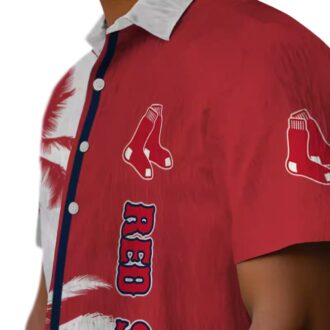 Boston Red Sox Palm Trees Hawaiian Shirt - Red White Tropical MLB Summer Beachwear