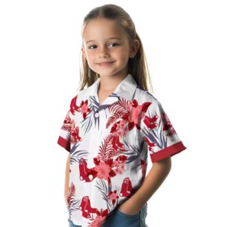 Boston Red Sox Patriotic Hibiscus Hawaiian Shirt - Perfect for Summer & 4th of July