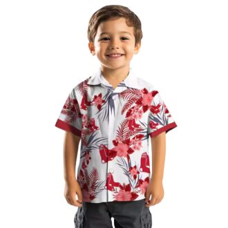 Boston Red Sox Patriotic Hibiscus Hawaiian Shirt - Perfect for Summer & 4th of July