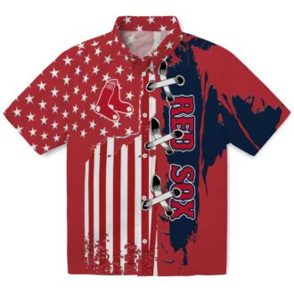 Boston Red Sox Stitched Flag US Hawaiian Shirt - Tropical MLB Team Summer Shirt