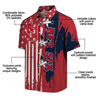Boston Red Sox Stitched Flag US Hawaiian Shirt - Tropical MLB Team Summer Shirt