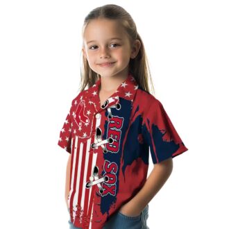 Boston Red Sox Stitched Flag US Hawaiian Shirt - Tropical MLB Team Summer Shirt