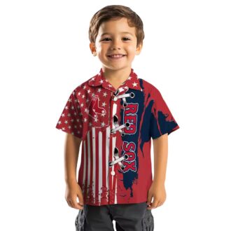 Boston Red Sox Stitched Flag US Hawaiian Shirt - Tropical MLB Team Summer Shirt
