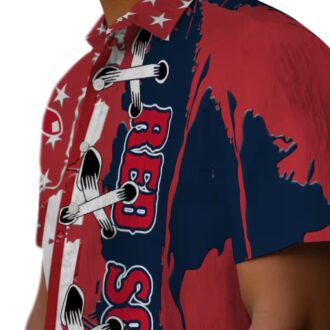 Boston Red Sox Stitched Flag US Hawaiian Shirt - Tropical MLB Team Summer Shirt