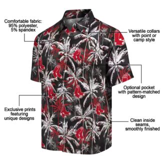 Boston Red Sox Summer Hawaiian Shirt - Tropical Palm Pattern in Red and Black