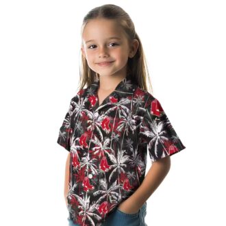 Boston Red Sox Summer Hawaiian Shirt - Tropical Palm Pattern in Red and Black