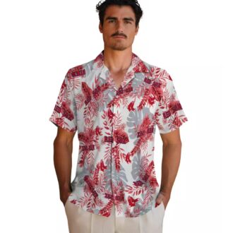 Boston Red Sox Summer Theme Hawaiian Shirt - Red White Tropical Leaf Design