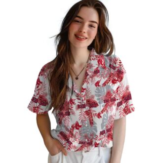 Boston Red Sox Summer Theme Hawaiian Shirt - Red White Tropical Leaf Design