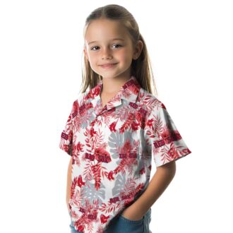 Boston Red Sox Summer Theme Hawaiian Shirt - Red White Tropical Leaf Design