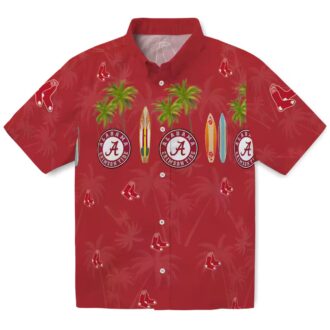 Boston Red Sox Surfboard Palm Hawaiian Shirt - MLB Summer Beach Apparel