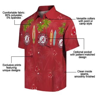 Boston Red Sox Surfboard Palm Hawaiian Shirt - MLB Summer Beach Apparel