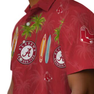 Boston Red Sox Surfboard Palm Hawaiian Shirt - MLB Summer Beach Apparel