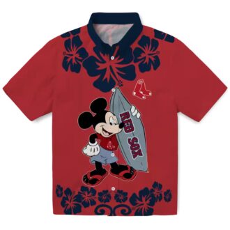 Boston Red Sox Surfing Mickey Hawaiian Shirt - Tropical Red MLB Aloha Style