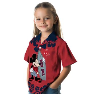 Boston Red Sox Surfing Mickey Hawaiian Shirt - Tropical Red MLB Aloha Style