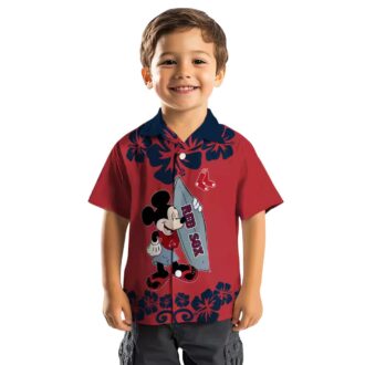 Boston Red Sox Surfing Mickey Hawaiian Shirt - Tropical Red MLB Aloha Style
