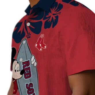 Boston Red Sox Surfing Mickey Hawaiian Shirt - Tropical Red MLB Aloha Style