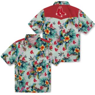 Boston Red Sox Tropical Green Hawaiian Shirt - MLB Team Beachwear for Summer Parties