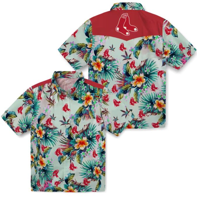 Boston Red Sox Tropical Green Hawaiian Shirt - MLB Team Beachwear for Summer Parties