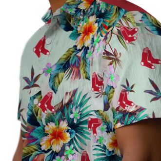 Boston Red Sox Tropical Green Hawaiian Shirt - MLB Team Beachwear for Summer Parties
