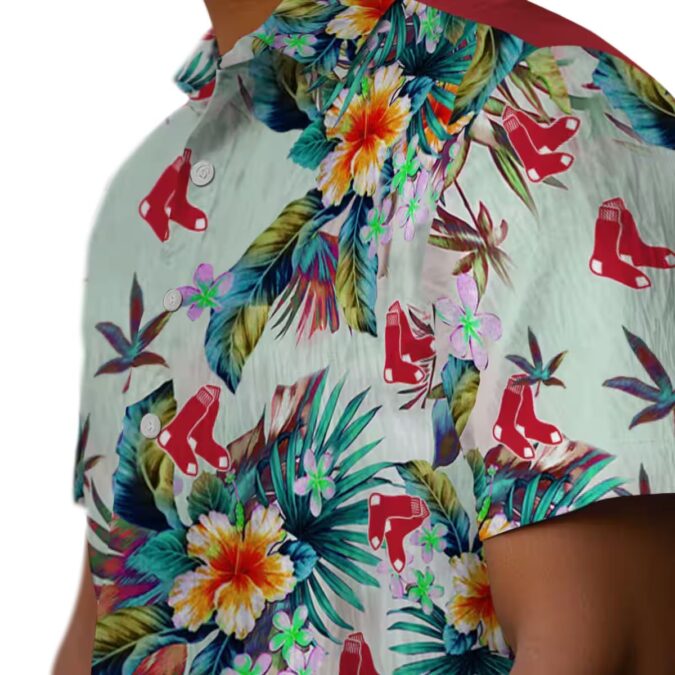 Boston Red Sox Tropical Green Hawaiian Shirt - MLB Team Beachwear for Summer Parties