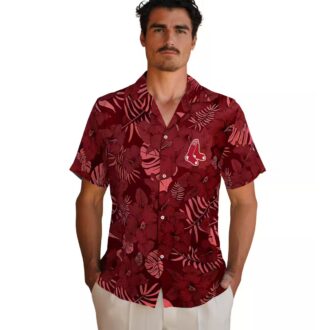 Boston Red Sox Tropical Hawaiian Button Up Shirt - Aloha Jungle Vibes for MLB Fans