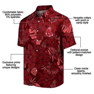 Boston Red Sox Tropical Hawaiian Button Up Shirt - Aloha Jungle Vibes for MLB Fans