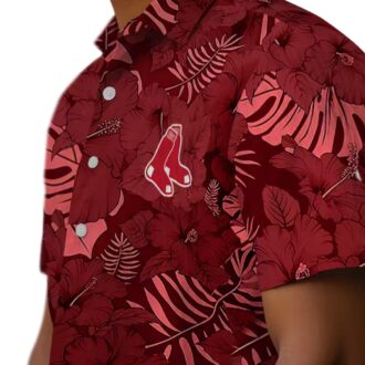 Boston Red Sox Tropical Hawaiian Button Up Shirt - Aloha Jungle Vibes for MLB Fans