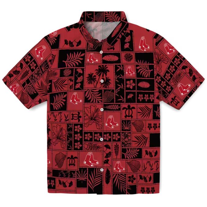 Boston Red Sox Tropical Hawaiian Patchwork Shirt - MLB Fan Beach Outfit