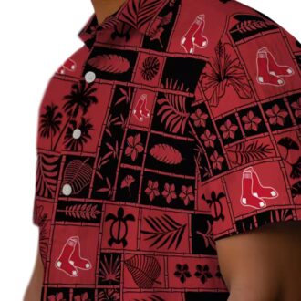 Boston Red Sox Tropical Hawaiian Patchwork Shirt - MLB Fan Beach Outfit