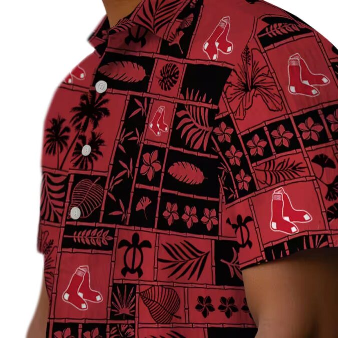 Boston Red Sox Tropical Hawaiian Patchwork Shirt - MLB Fan Beach Outfit