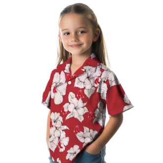 Boston Red Sox Tropical Hibiscus Blooms Hawaiian Shirt - Red White Floral Pattern