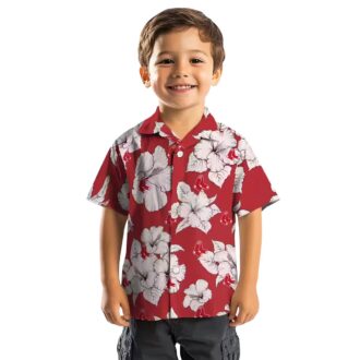 Boston Red Sox Tropical Hibiscus Blooms Hawaiian Shirt - Red White Floral Pattern
