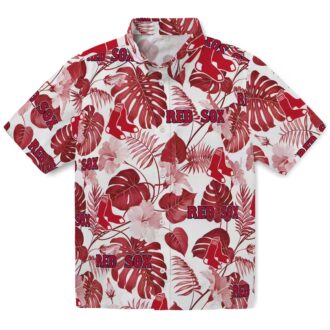 Boston Red Sox Tropical Plants Hawaiian Shirt - Summer Beachwear for Red Sox Fans