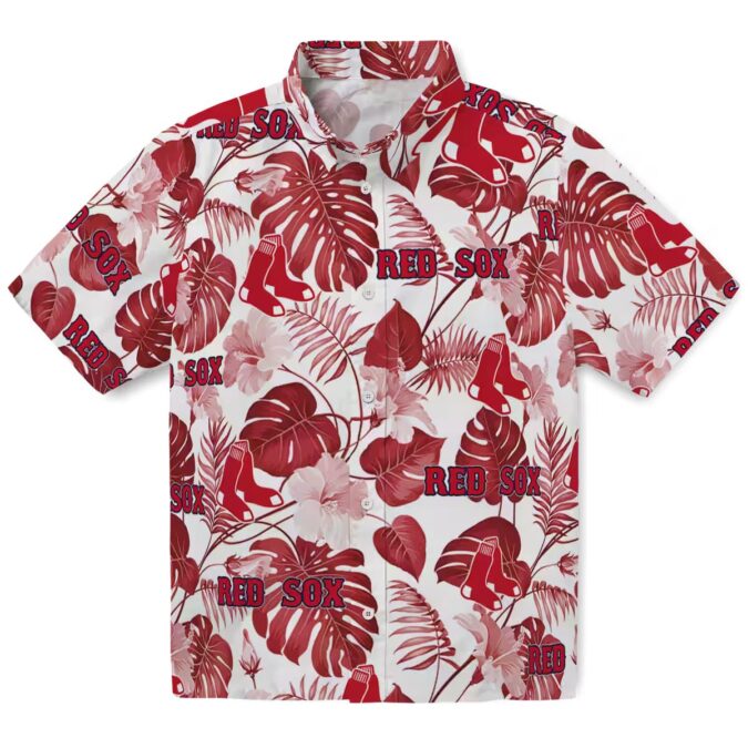 Boston Red Sox Tropical Plants Hawaiian Shirt - Summer Beachwear for Red Sox Fans