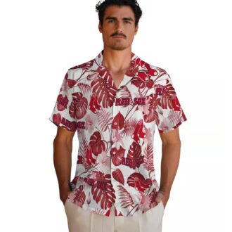 Boston Red Sox Tropical Plants Hawaiian Shirt - Summer Beachwear for Red Sox Fans