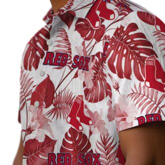 Boston Red Sox Tropical Plants Hawaiian Shirt - Summer Beachwear for Red Sox Fans