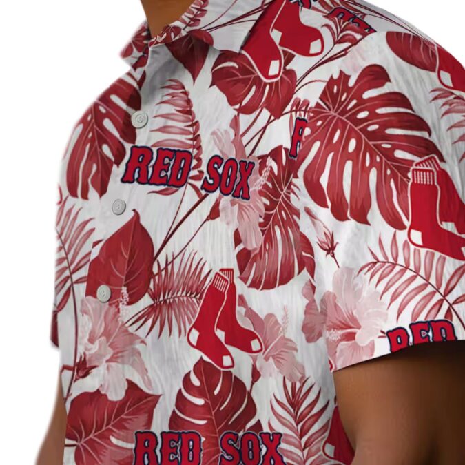 Boston Red Sox Tropical Plants Hawaiian Shirt - Summer Beachwear for Red Sox Fans