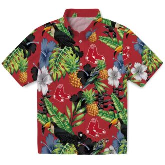 Boston Red Sox Tropical Toucan Hawaiian Shirt - Hibiscus & Pineapple Design