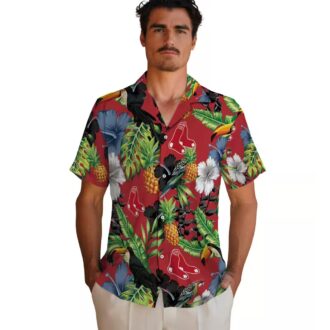 Boston Red Sox Tropical Toucan Hawaiian Shirt - Hibiscus & Pineapple Design