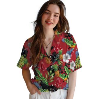 Boston Red Sox Tropical Toucan Hawaiian Shirt - Hibiscus & Pineapple Design